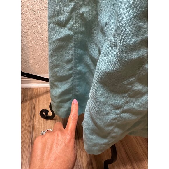 Anne Klein Womens Aqua Blue Sleeveless Linen lined Sheath Dress Size 12  read - Picture 14 of 16